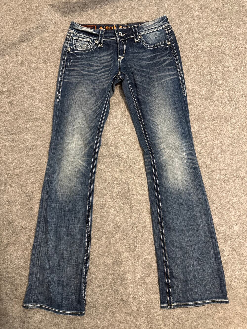 Rock Revival Womens Blake Boot Cut Jeans Size 29 Distressed